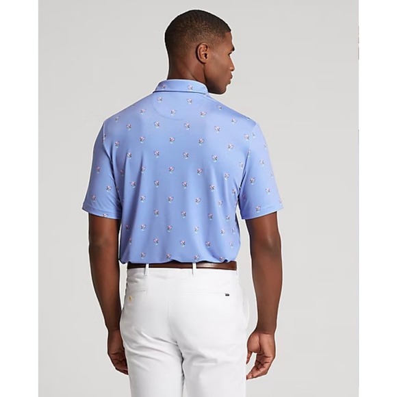 RLX Ralph Lauren Men's Golf Polo Shirt Blue Performance Flamingo Print Size XL - Picture 3 of 5